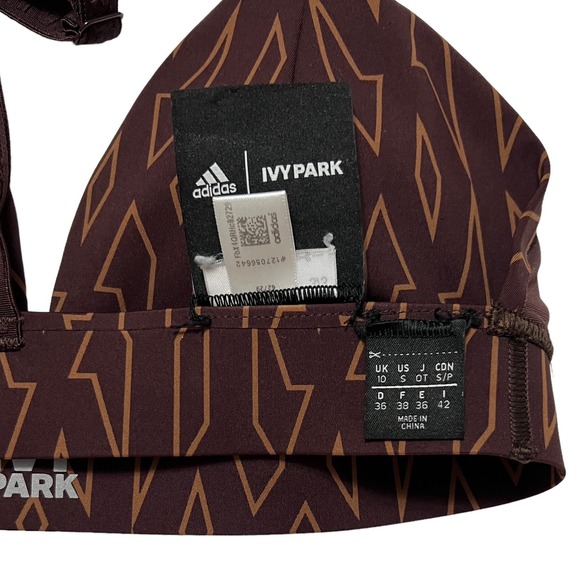 Adidas x Ivy Park Low-Support Triangle Bra Wild Brown/Night Red Size S - Picture 5 of 5